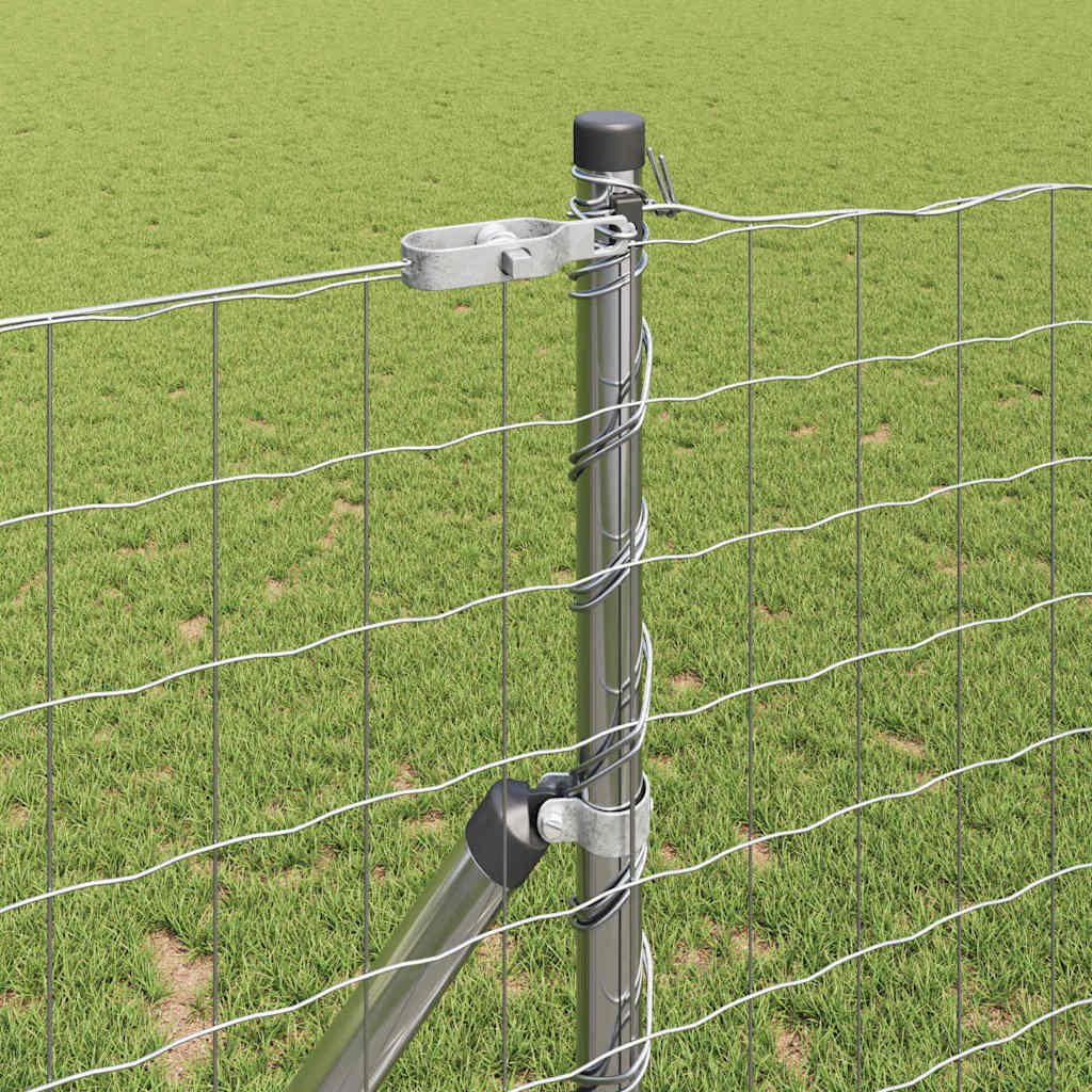 Zaun mit Pfosten Silber 1 x 10 m Stahl und PVC