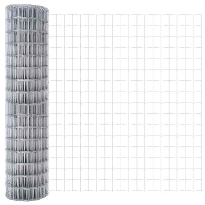 Zaun mit Pfosten Silber 1 x 10 m Stahl und PVC