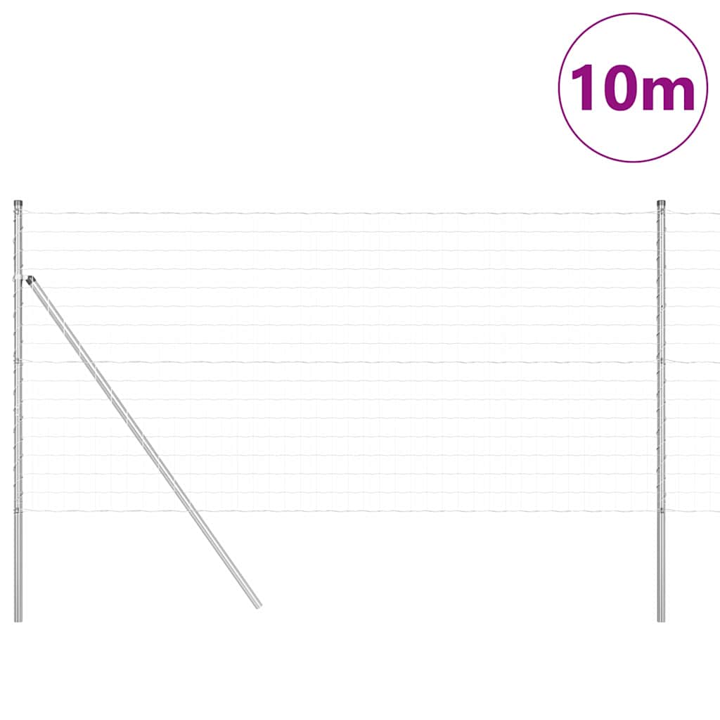 vidaXL Zaun mit Pfosten Silber 1,2 x 10 m Stahl und PVC