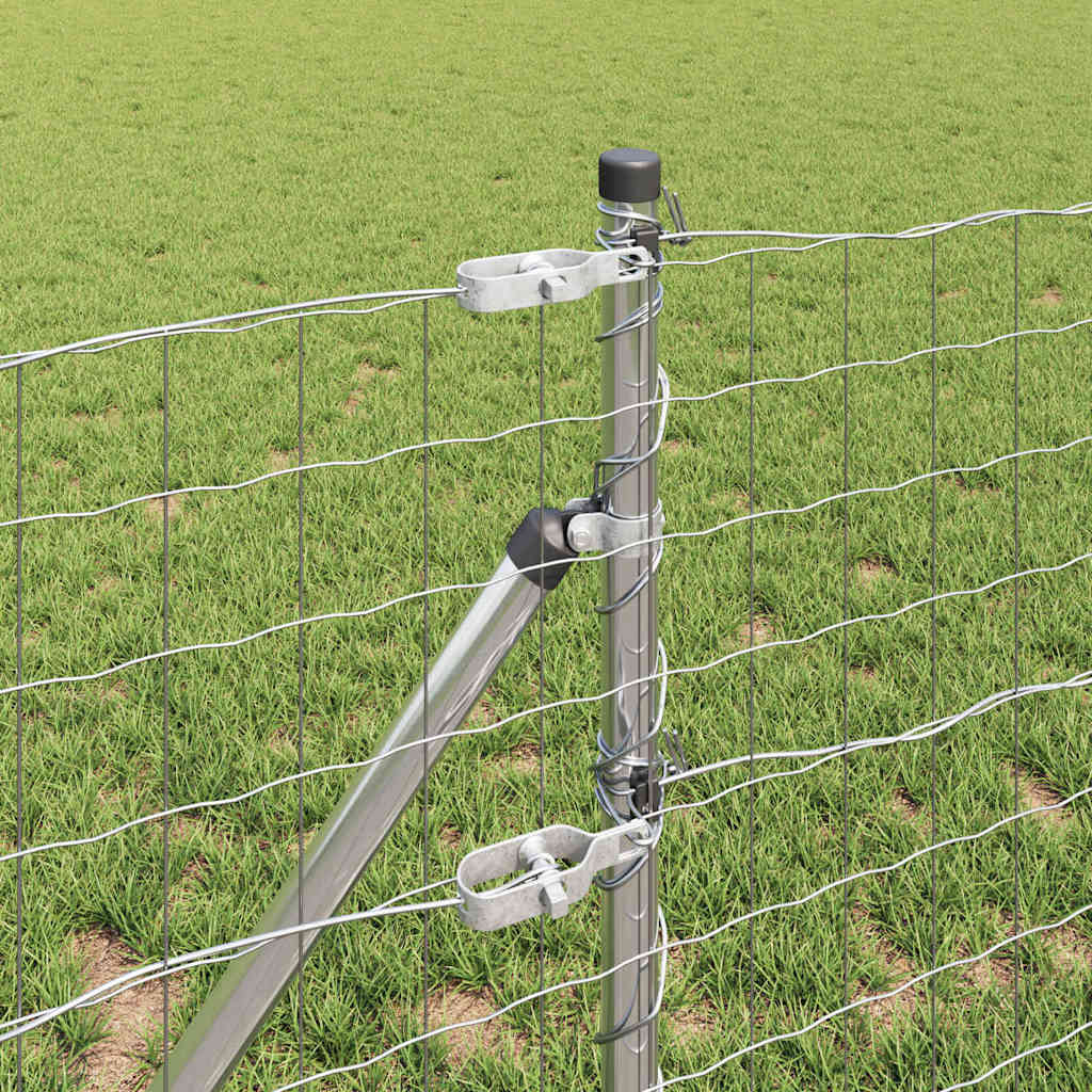 vidaXL Zaun mit Pfosten Silber 0,6 x 25 m Stahl und PVC