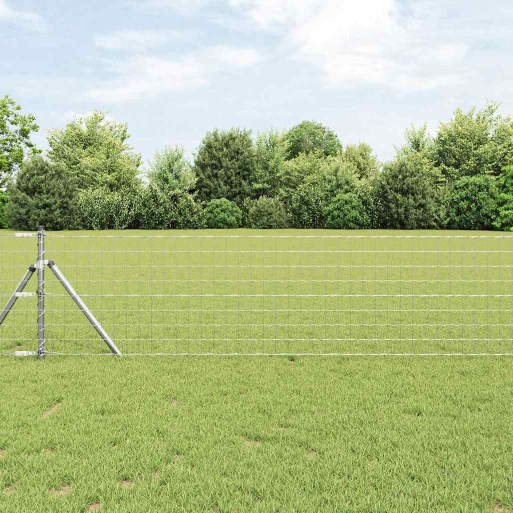 vidaXL Zaun mit Pfosten Silber 0,6 x 25 m Stahl und PVC
