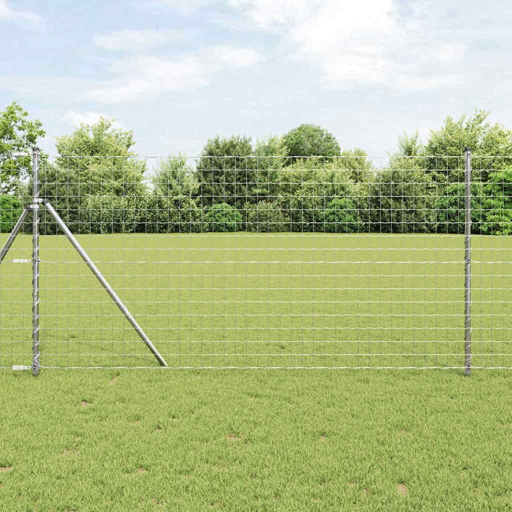 vidaXL Zaun mit Pfosten Silber 1 x 25 m Stahl und PVC