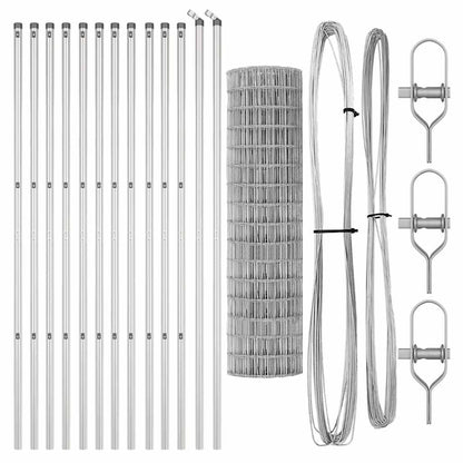 Zaun mit Pfosten Silber 1,2 x 25 m Stahl und PVC