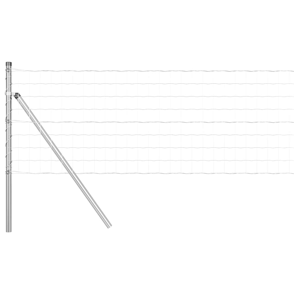 Zaun mit Pfosten Silber 0,6 x 50 m Stahl und PVC