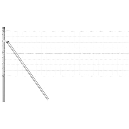 Zaun mit Pfosten Silber 0,6 x 50 m Stahl und PVC