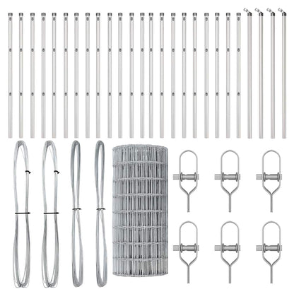 Zaun mit Pfosten Silber 0,6 x 50 m Stahl und PVC