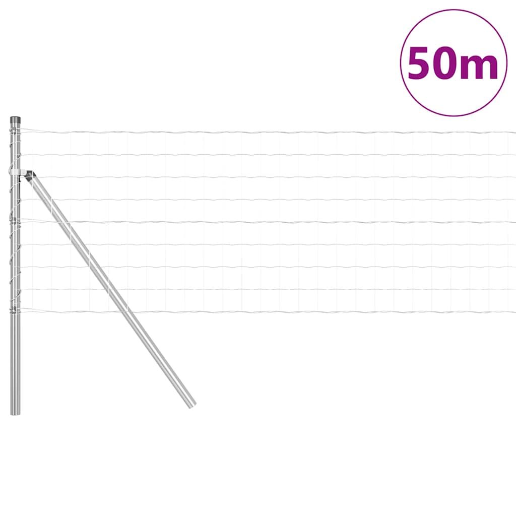 Zaun mit Pfosten Silber 0,6 x 50 m Stahl und PVC