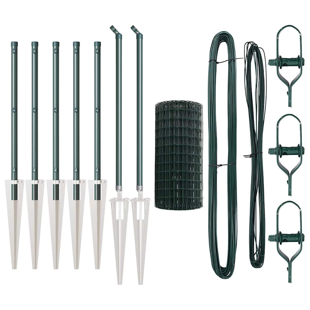 Zaun mit Pfosten Grün 0,4 x 10 m Stahl und PVC