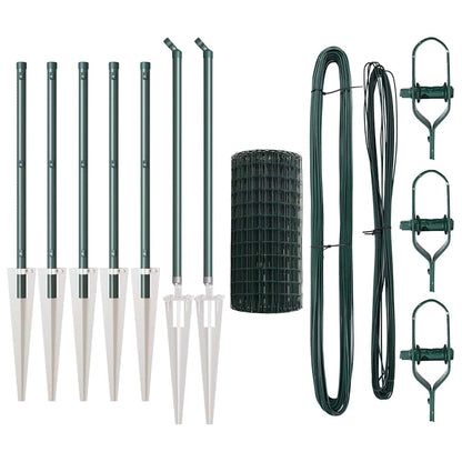 Zaun mit Pfosten Grün 0,4 x 10 m Stahl und PVC