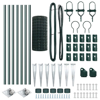 Zaun mit Pfosten Grün 0,4 x 10 m Stahl und PVC