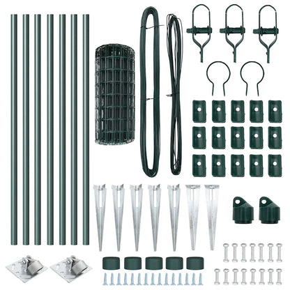 Zaun mit Pfosten Grün 0,4 x 10 m Stahl und PVC