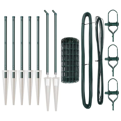 Zaun mit Pfosten Grün 0,6 x 10 m Stahl und PVC