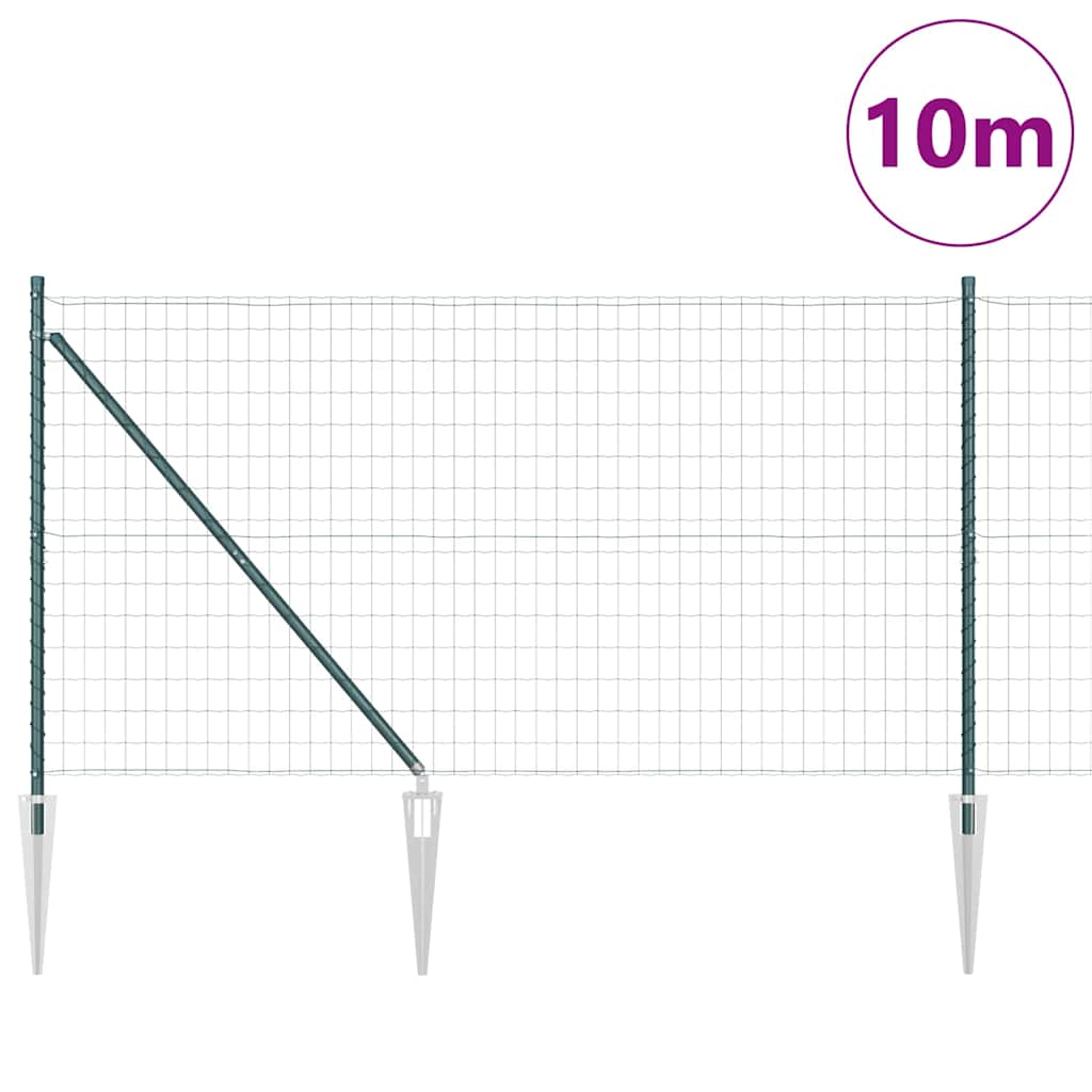 vidaXL Zaun mit Pfosten Grün 1,4 x 10 m Stahl und PVC
