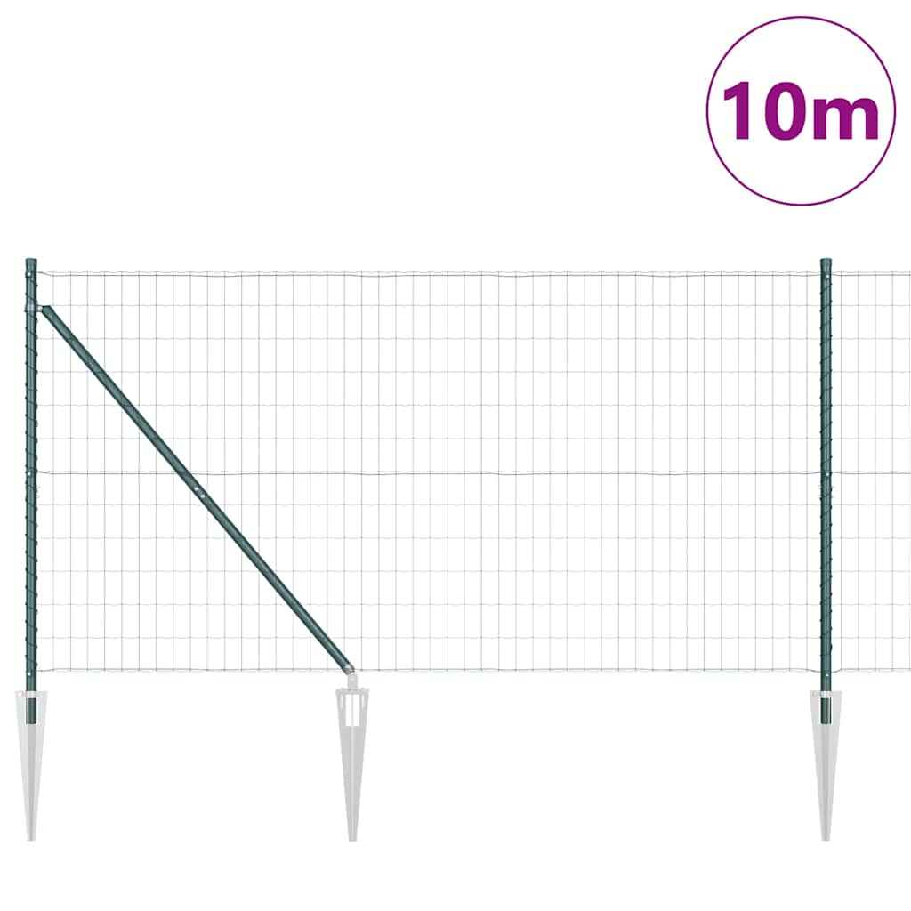 vidaXL Zaun mit Pfosten Grün 1,2 x 10 m Stahl und PVC