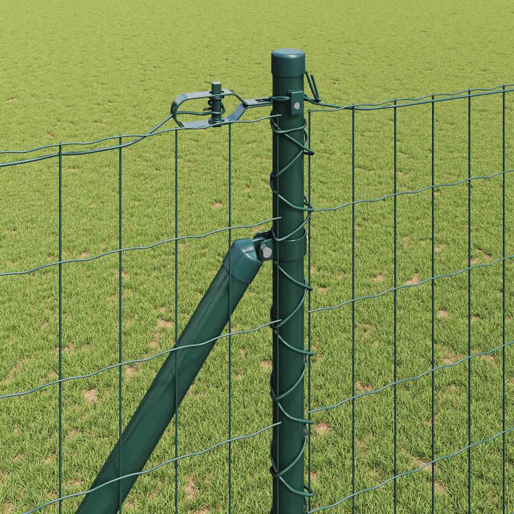 vidaXL Zaun mit Pfosten Grün 1,5 x 10 m Stahl und PVC