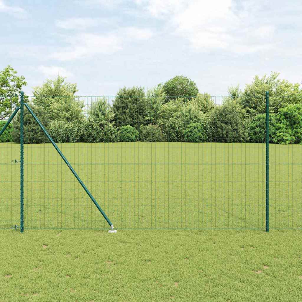 Zaun mit Pfosten Grün 1,6 x 10 m Stahl und PVC