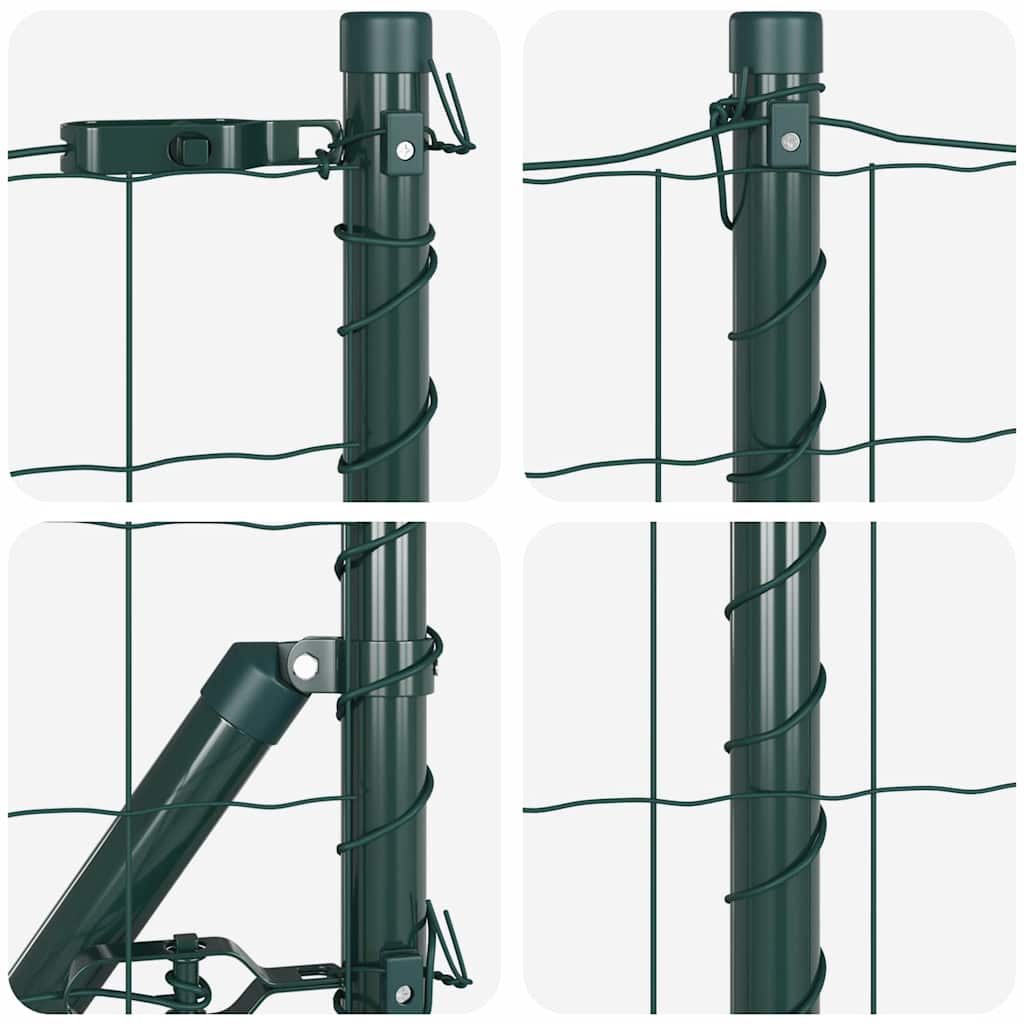 vidaXL Zaun mit Pfosten Grün 1 x 10 m Stahl und PVC