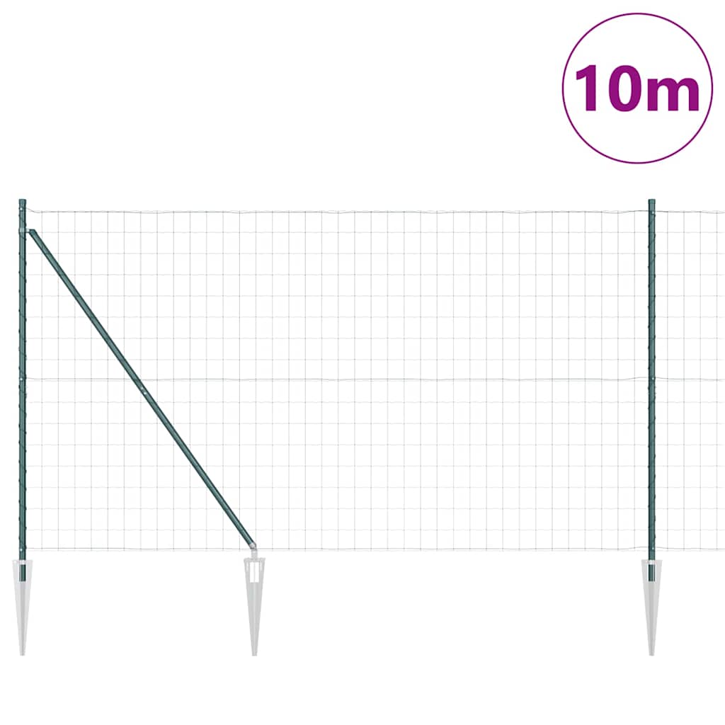 vidaXL Zaun mit Pfosten Grün 1,6 x 10 m Stahl und PVC