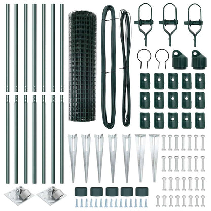 Zaun mit Pfosten Grün 1,2 x 10 m Stahl