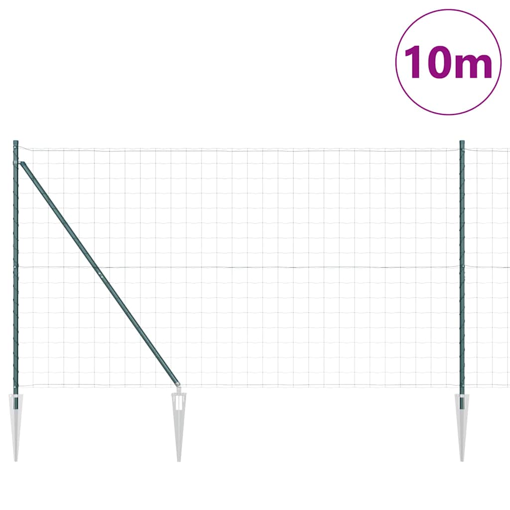 vidaXL Zaun mit Pfosten Grün 1,5 x 10 m Stahl