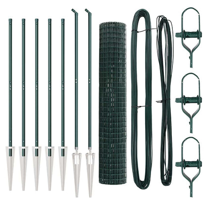 Zaun mit Pfosten Grün 1,6 x 10 m Stahl und PVC