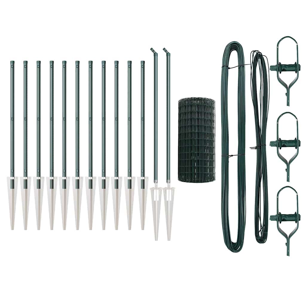 Zaun mit Pfosten Grün 0,8 x 25 m Stahl und PVC