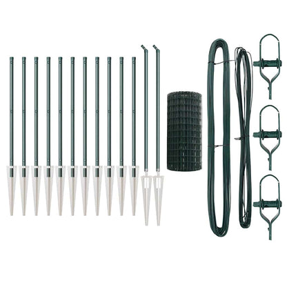 Zaun mit Pfosten Grün 0,8 x 25 m Stahl und PVC