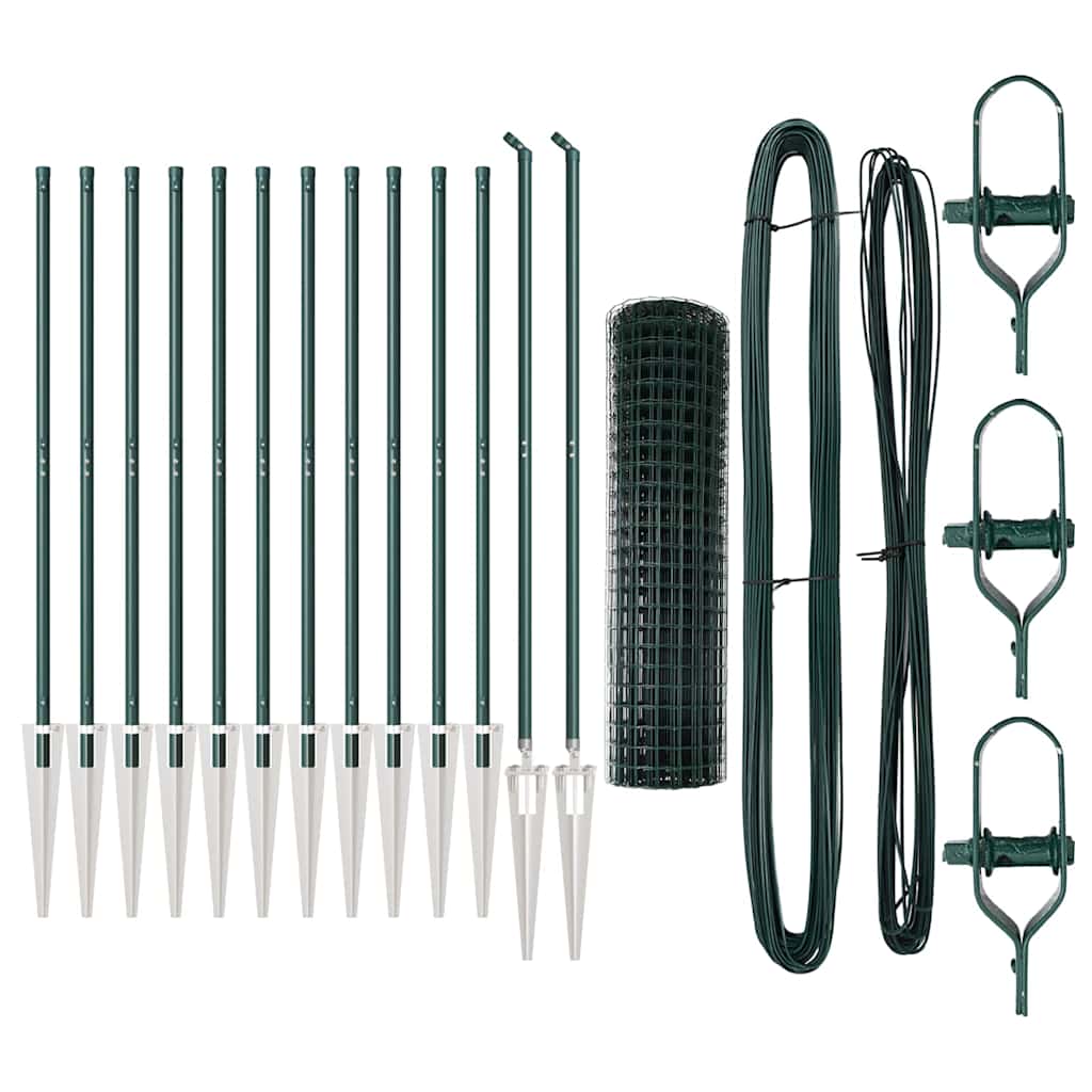 vidaXL Zaun mit Pfosten Grün 1 x 25 m Stahl und PVC