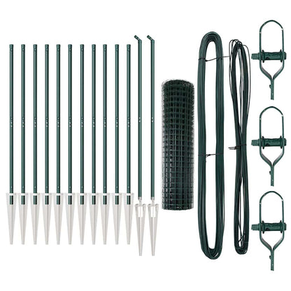 vidaXL Zaun mit Pfosten Grün 1 x 25 m Stahl und PVC
