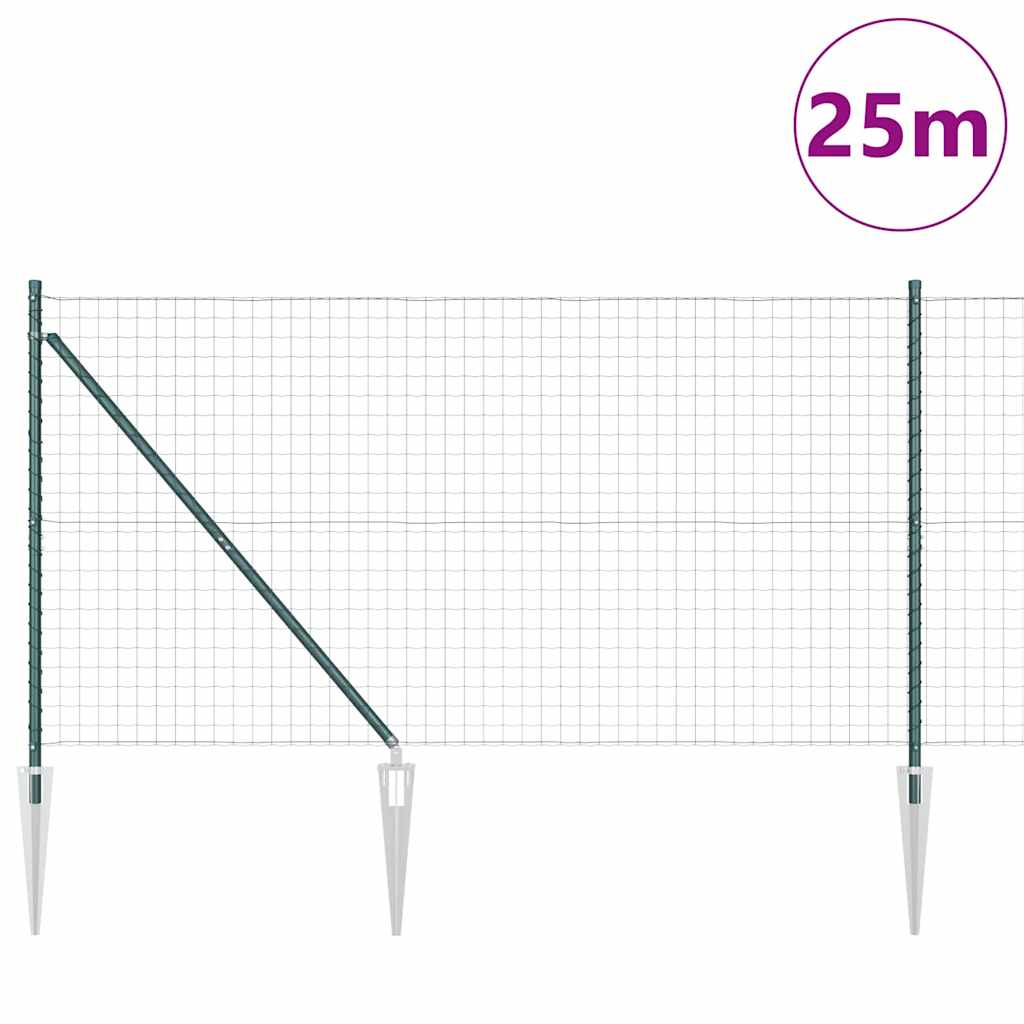 vidaXL Zaun mit Pfosten Grün 1 x 25 m Stahl und PVC