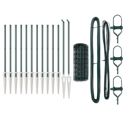 Zaun mit Pfosten Grün 0,4 x 25 m Stahl und PVC