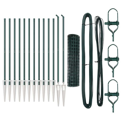 vidaXL Zaun mit Pfosten Grün 1 x 25 m Stahl und PVC