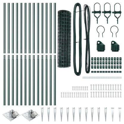 vidaXL Zaun mit Pfosten Grün 1 x 25 m Stahl und PVC