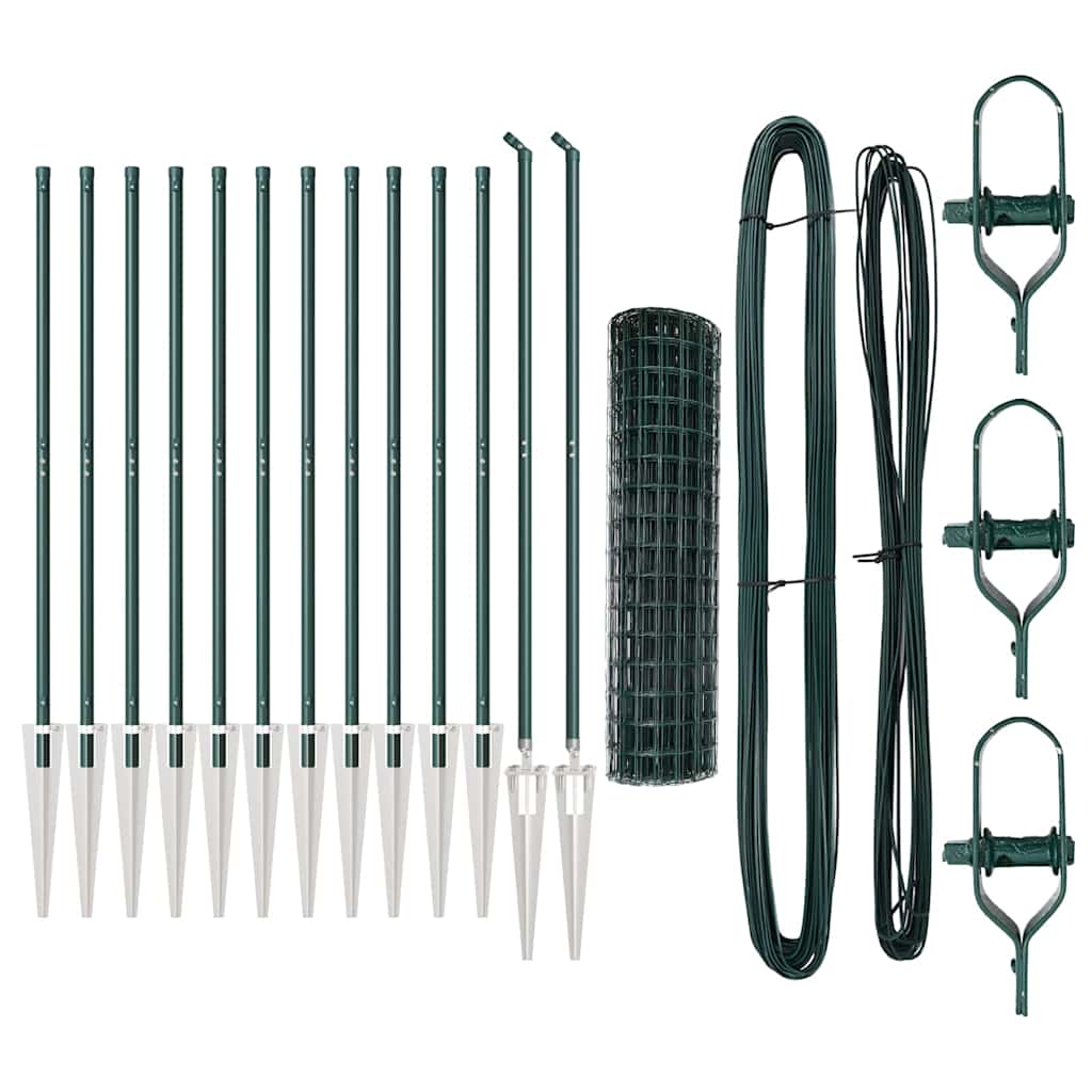 vidaXL Zaun mit Pfosten Grün 1,2 x 25 m Stahl und PVC