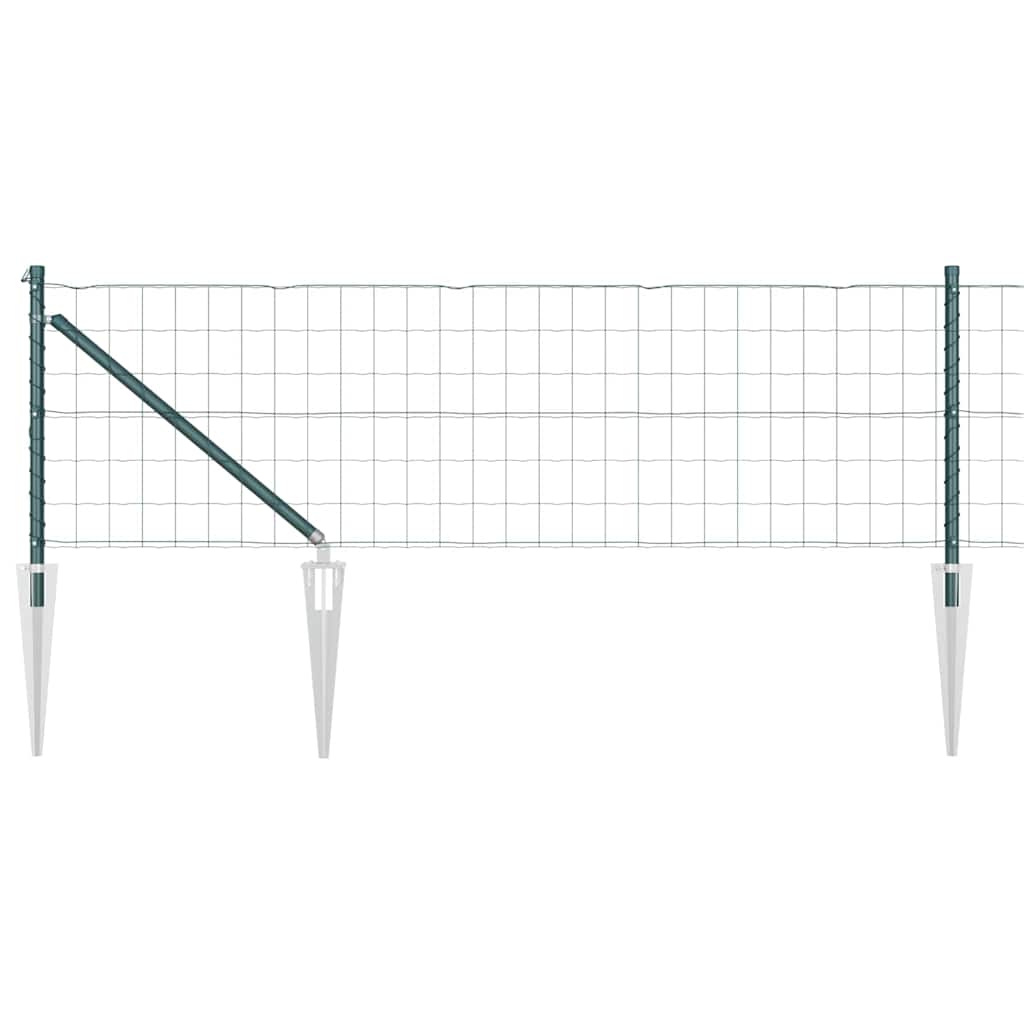 Zaun mit Pfosten Grün 0,6 x 25 m Stahl und PVC