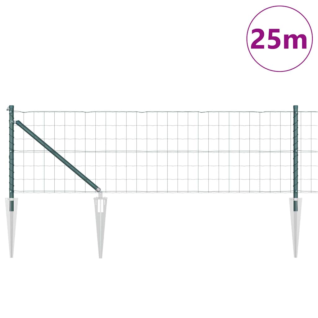Zaun mit Pfosten Grün 0,6 x 25 m Stahl und PVC