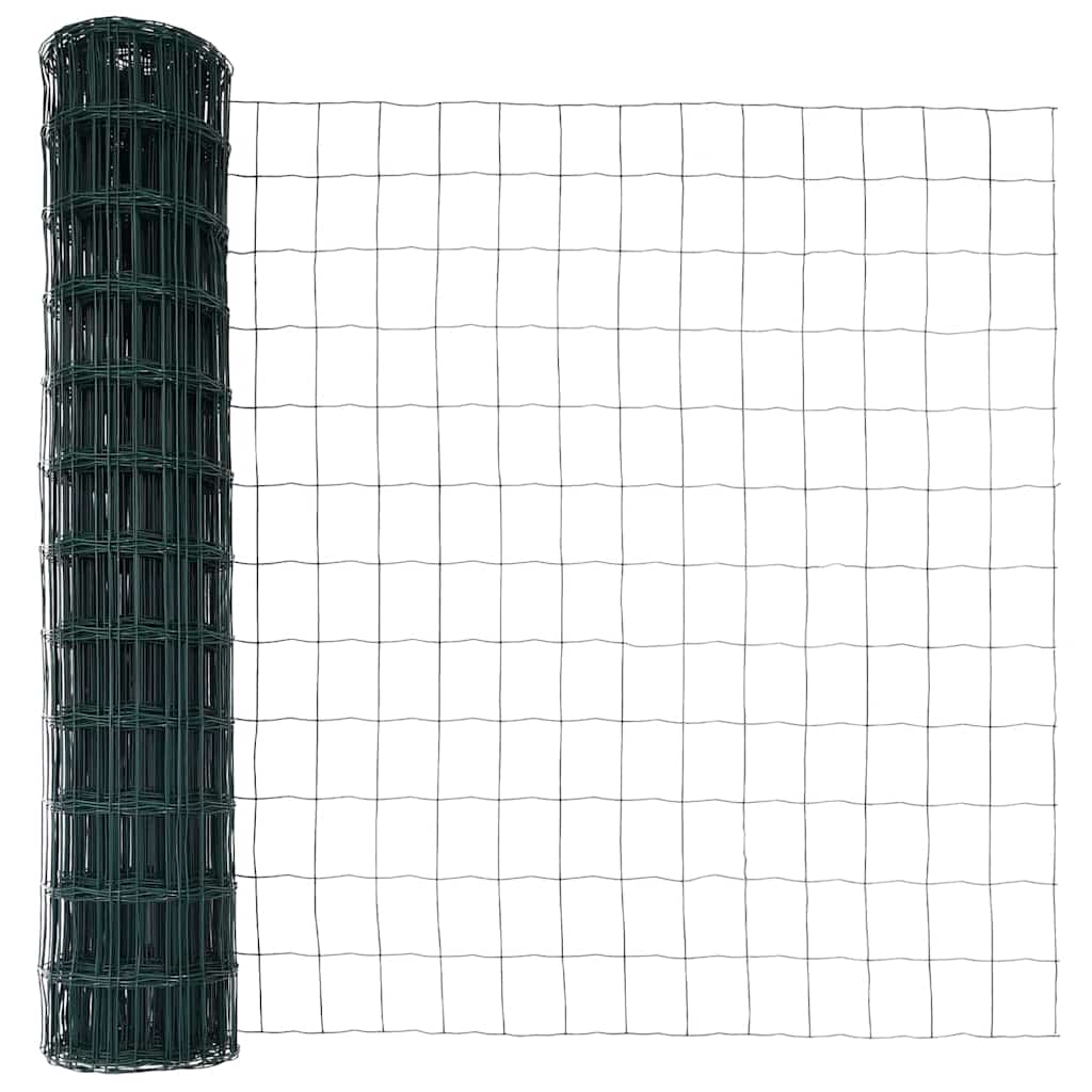 vidaXL Zaun mit Pfosten Grün 1 x 25 m Stahl und PVC