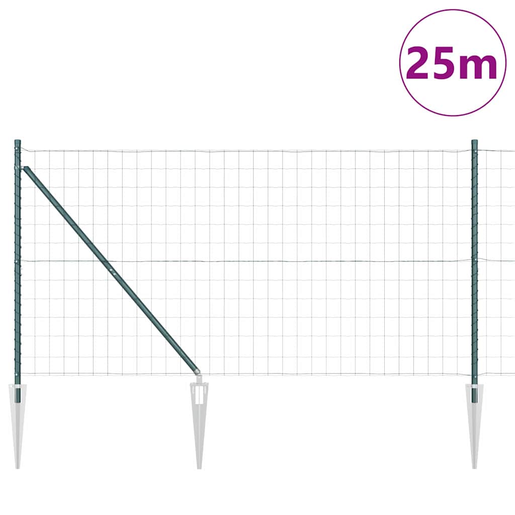 vidaXL Zaun mit Pfosten Grün 1 x 25 m Stahl und PVC