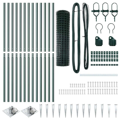 vidaXL Zaun mit Pfosten Grün 1,2 x 25 m Stahl