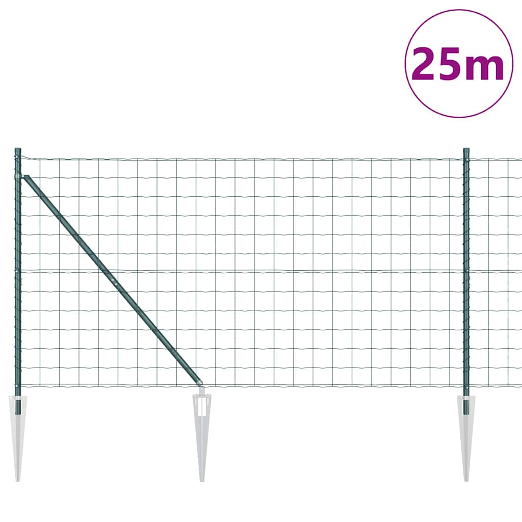 vidaXL Zaun mit Pfosten Grün 1,2 x 25 m Stahl
