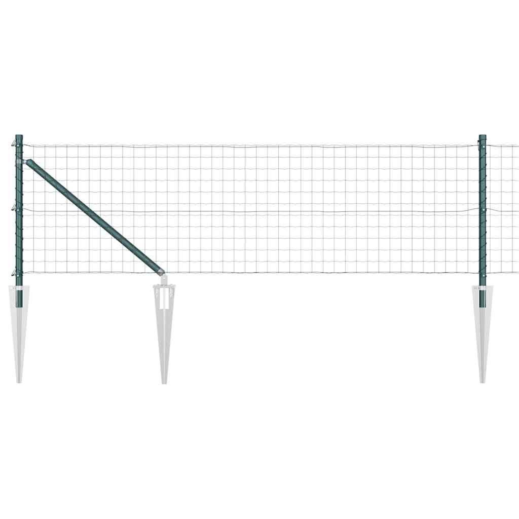 vidaXL Zaun mit Pfosten Grün 0,4 x 50 m Stahl und PVC