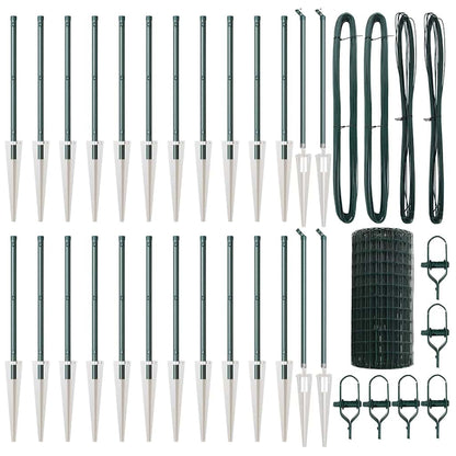 vidaXL Zaun mit Pfosten Grün 0,6 x 50 m Stahl und PVC