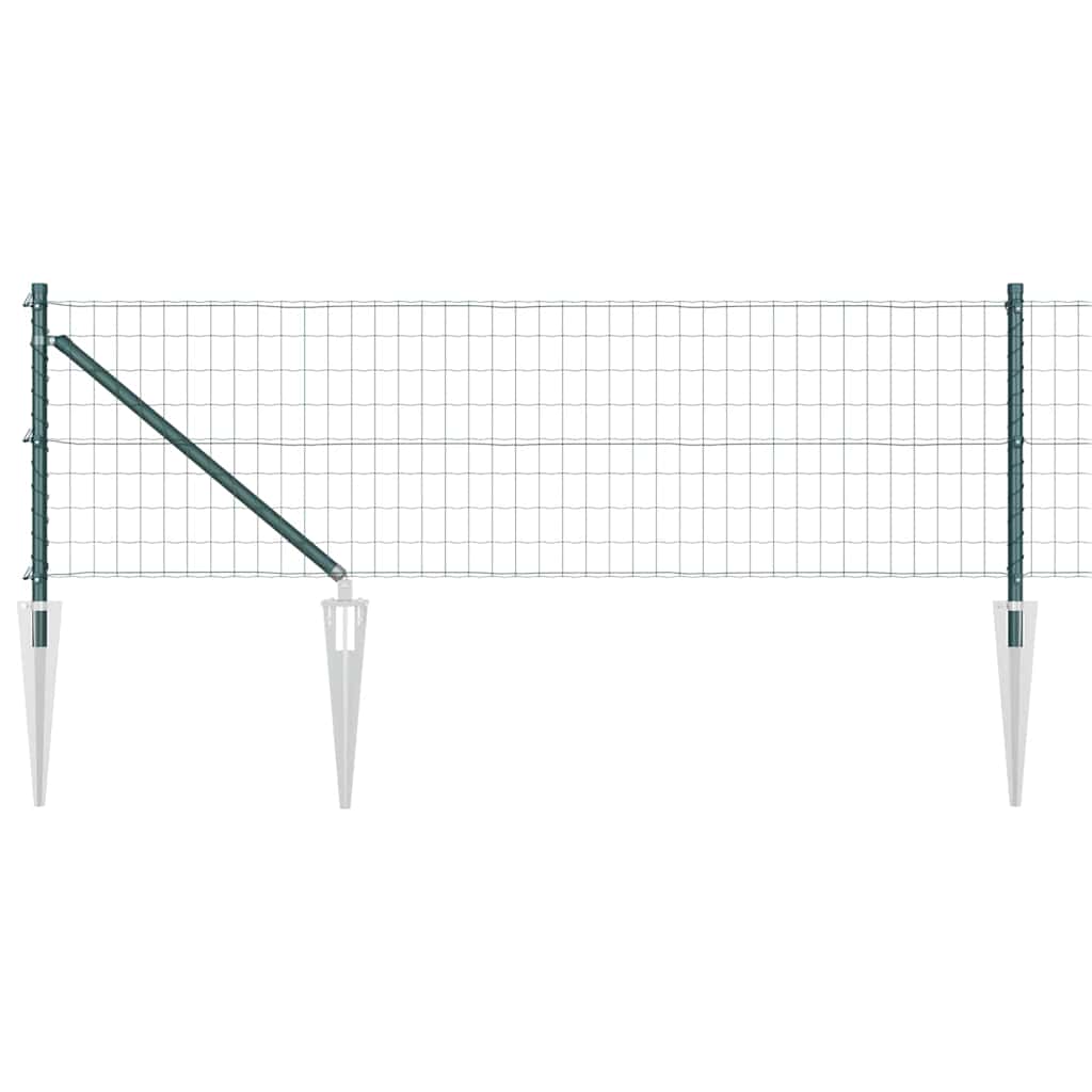 vidaXL Zaun mit Pfosten Grün 0,6 x 50 m Stahl und PVC