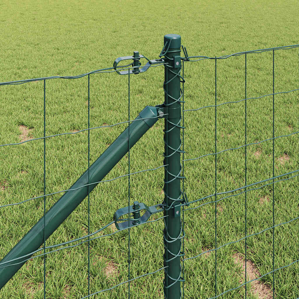 vidaXL Zaun mit Pfosten Grün 0,4 x 50 m Stahl und PVC
