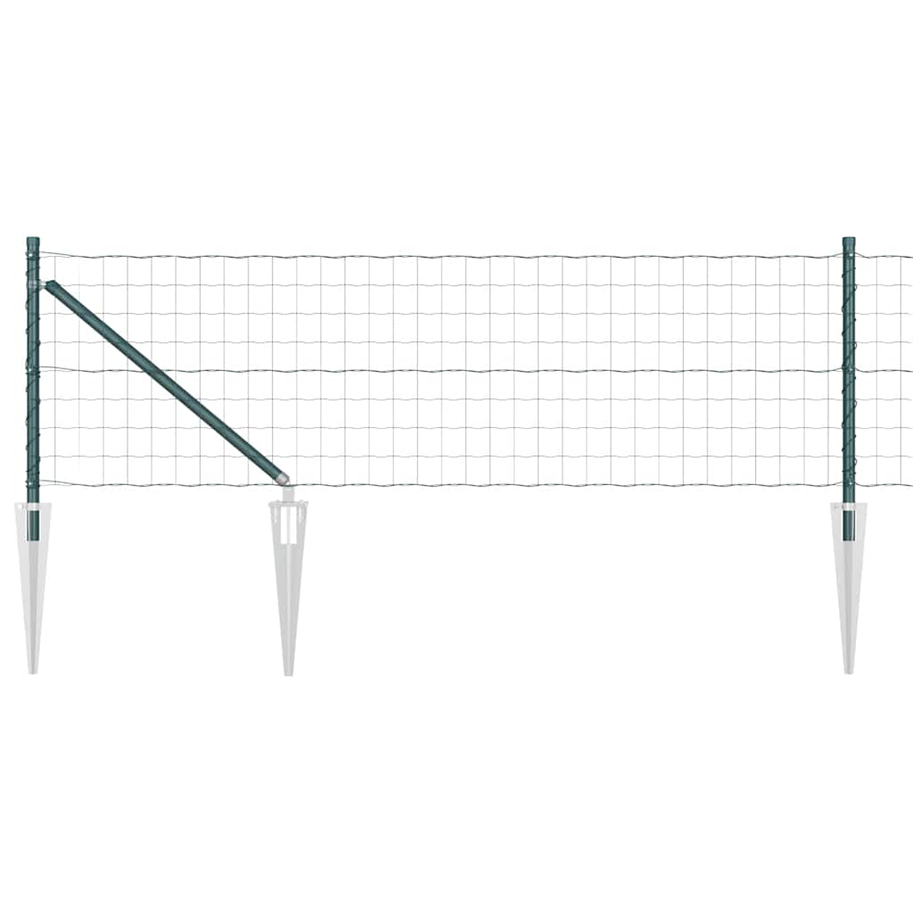 vidaXL Zaun mit Pfosten Grün 0,4 x 10 m Stahl und PVC