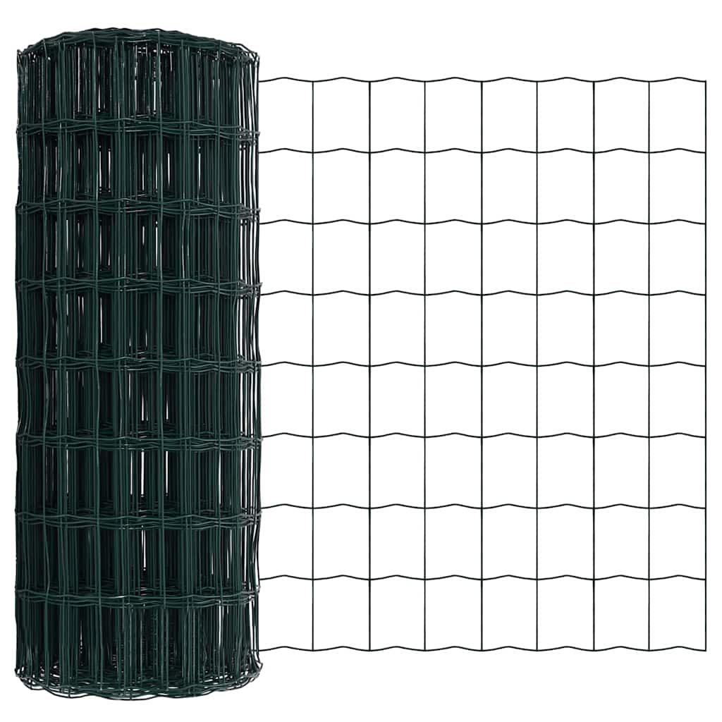 vidaXL Zaun mit Pfosten Grün 0,6 x 10 m Stahl und PVC