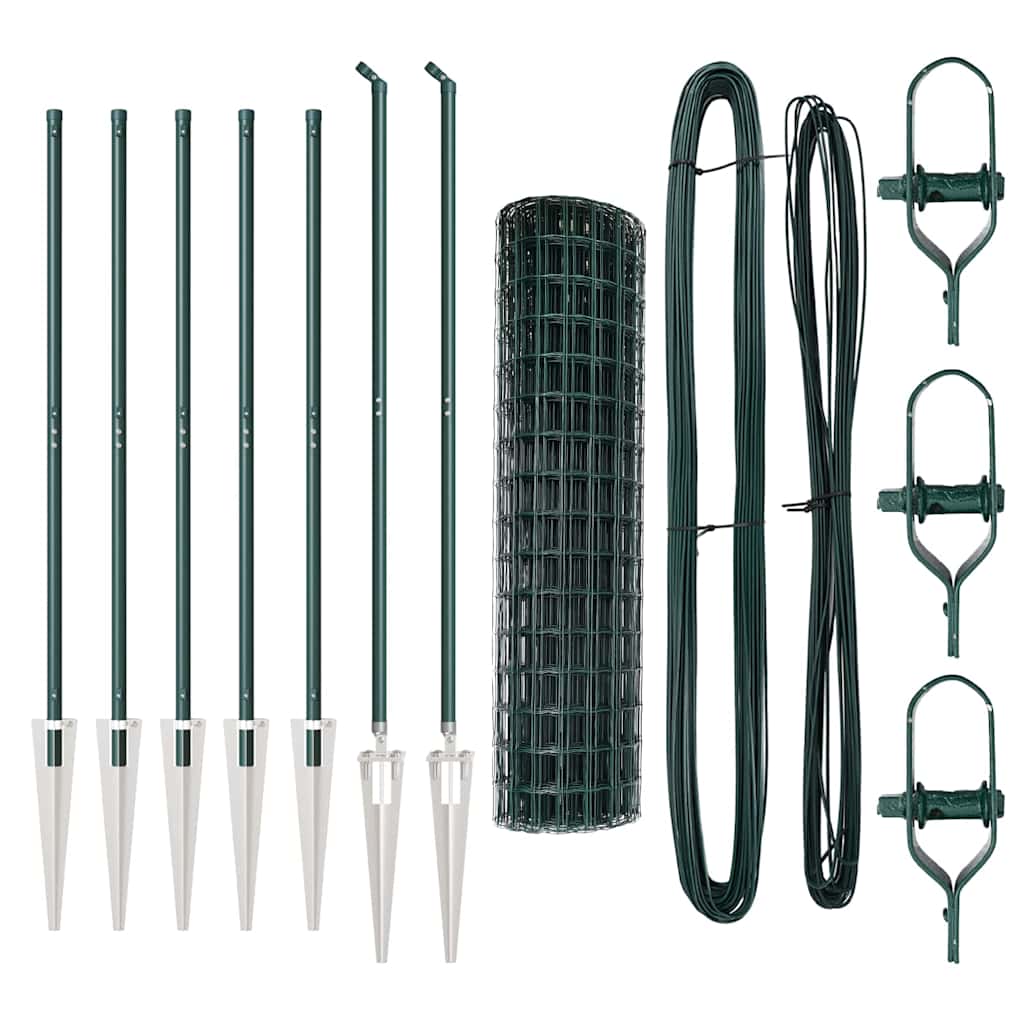 Zaun mit Pfosten Grün 1,2 x 10 m Stahl