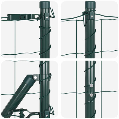 vidaXL Zaun mit Pfosten Grün 1,4 x 10 m Stahl und PVC