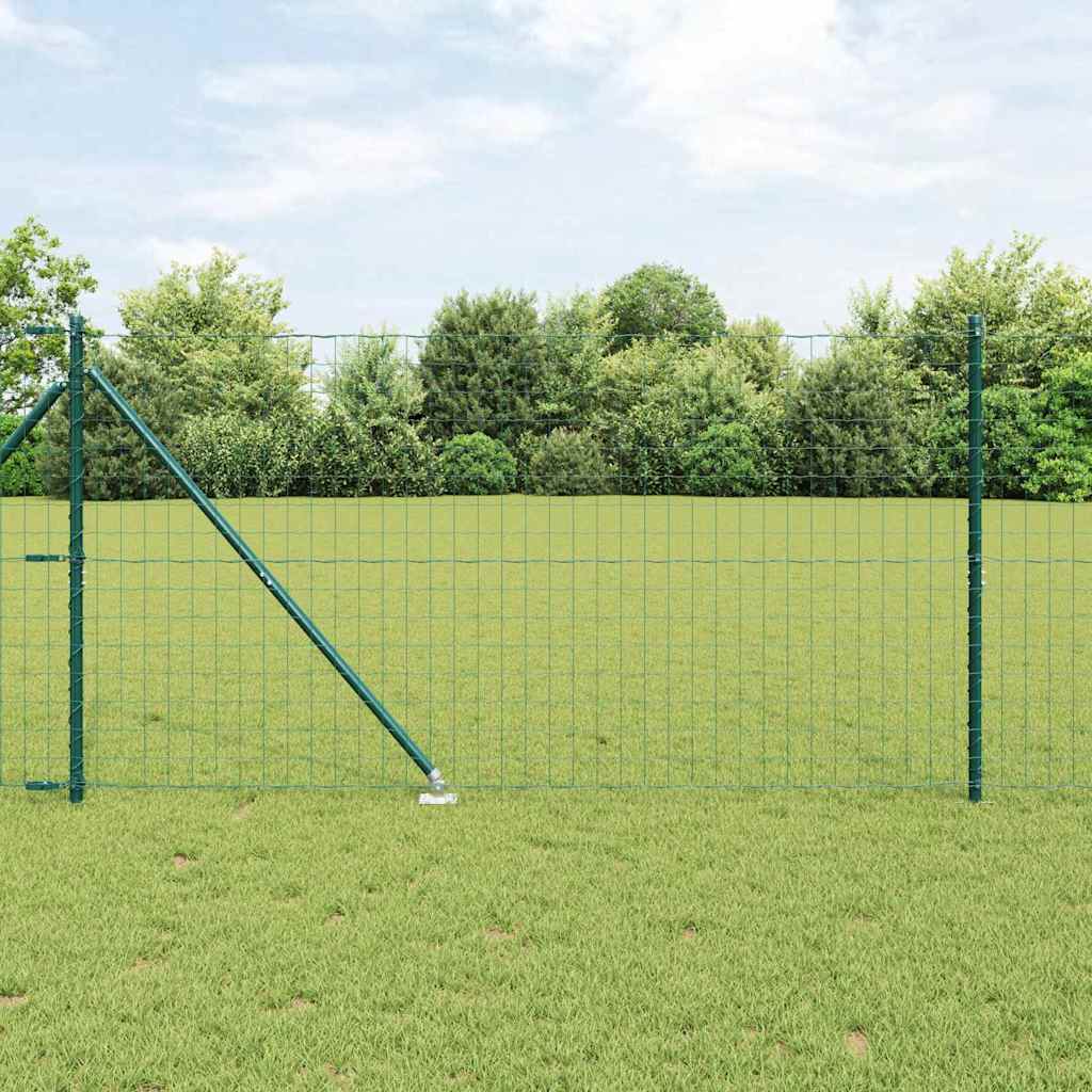 vidaXL Zaun mit Pfosten Grün 1,4 x 10 m Stahl und PVC