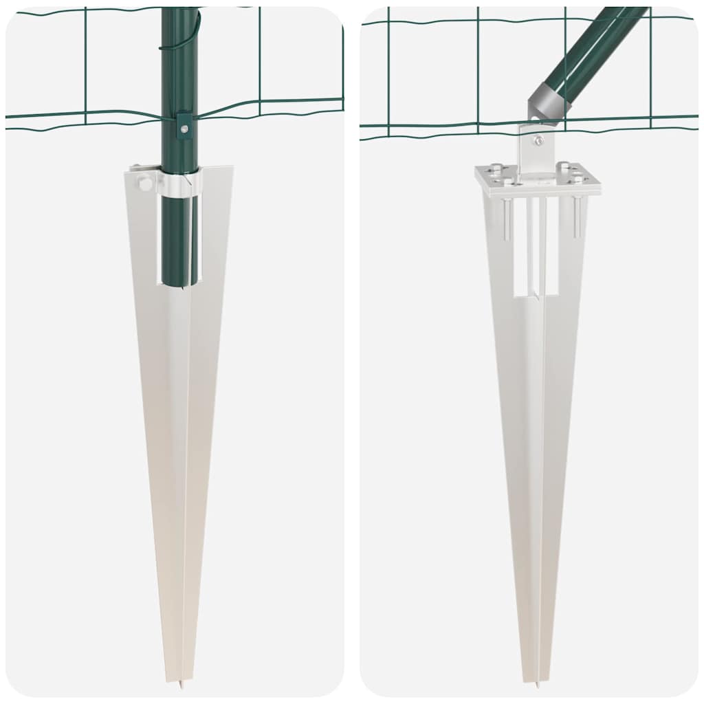 Zaun mit Pfosten Grün 1,6 x 10 m Stahl und PVC